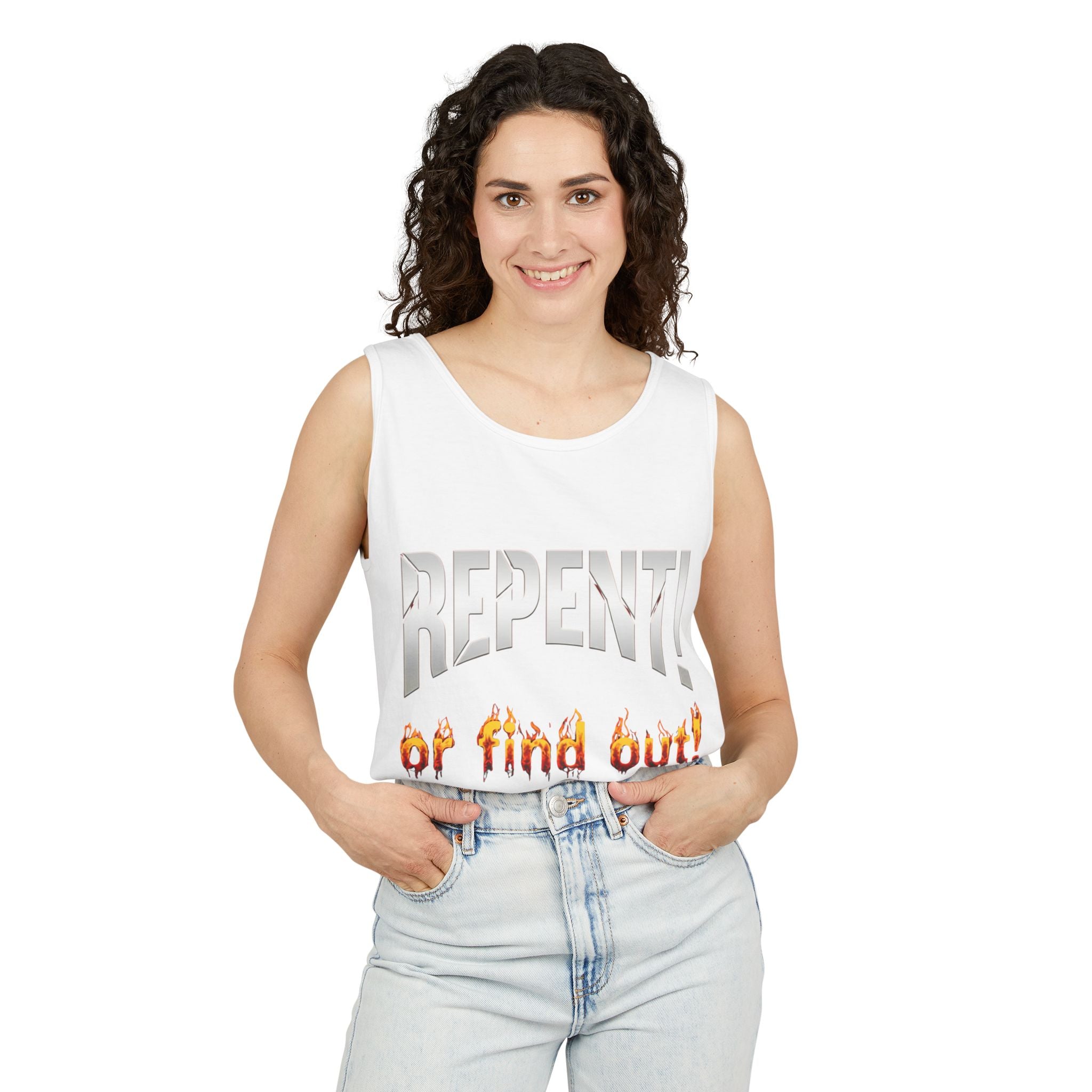 Repent! or Find Out Tank Top — Bold Faith Graphic Tank