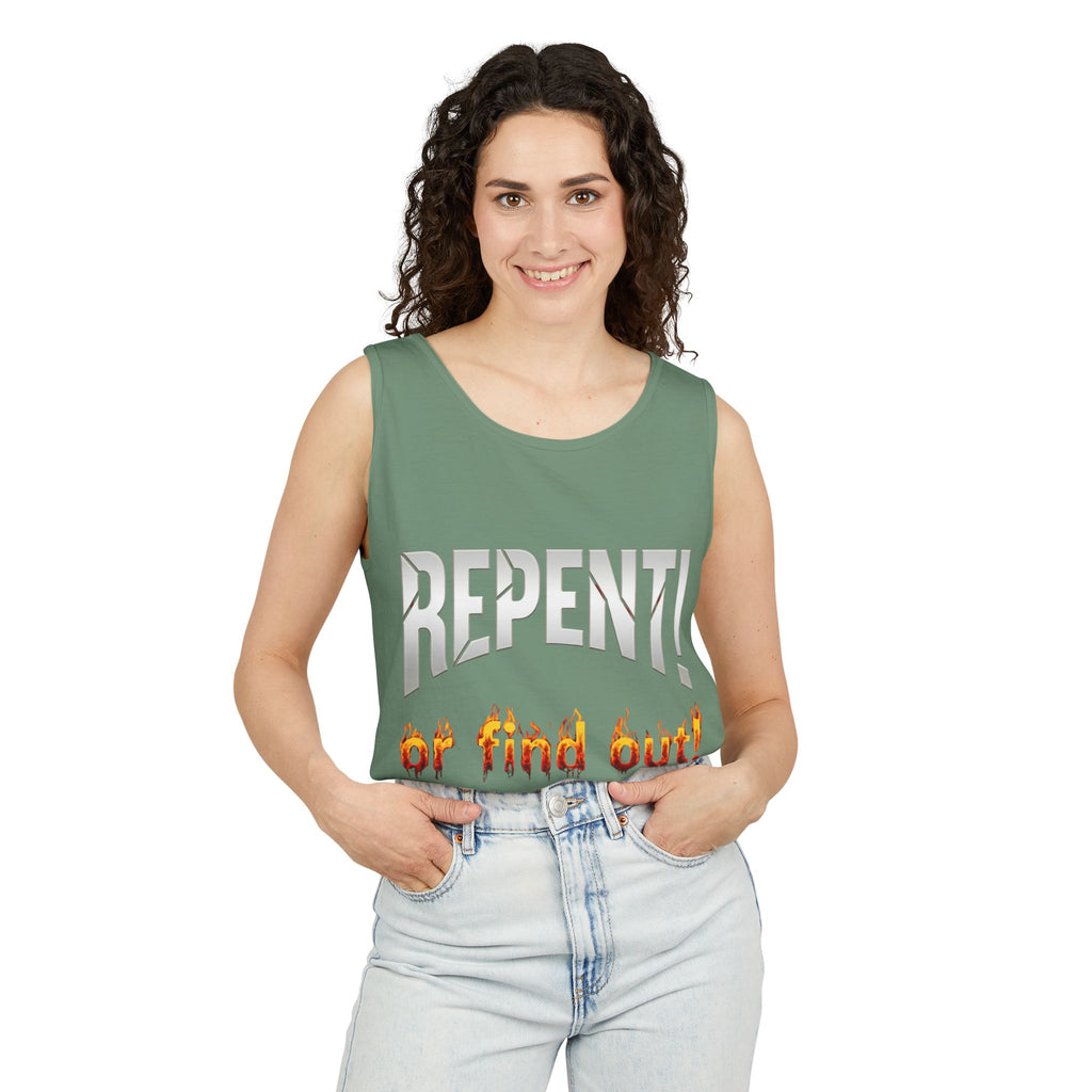 Repent! or Find Out Tank Top — Bold Faith Graphic Tank