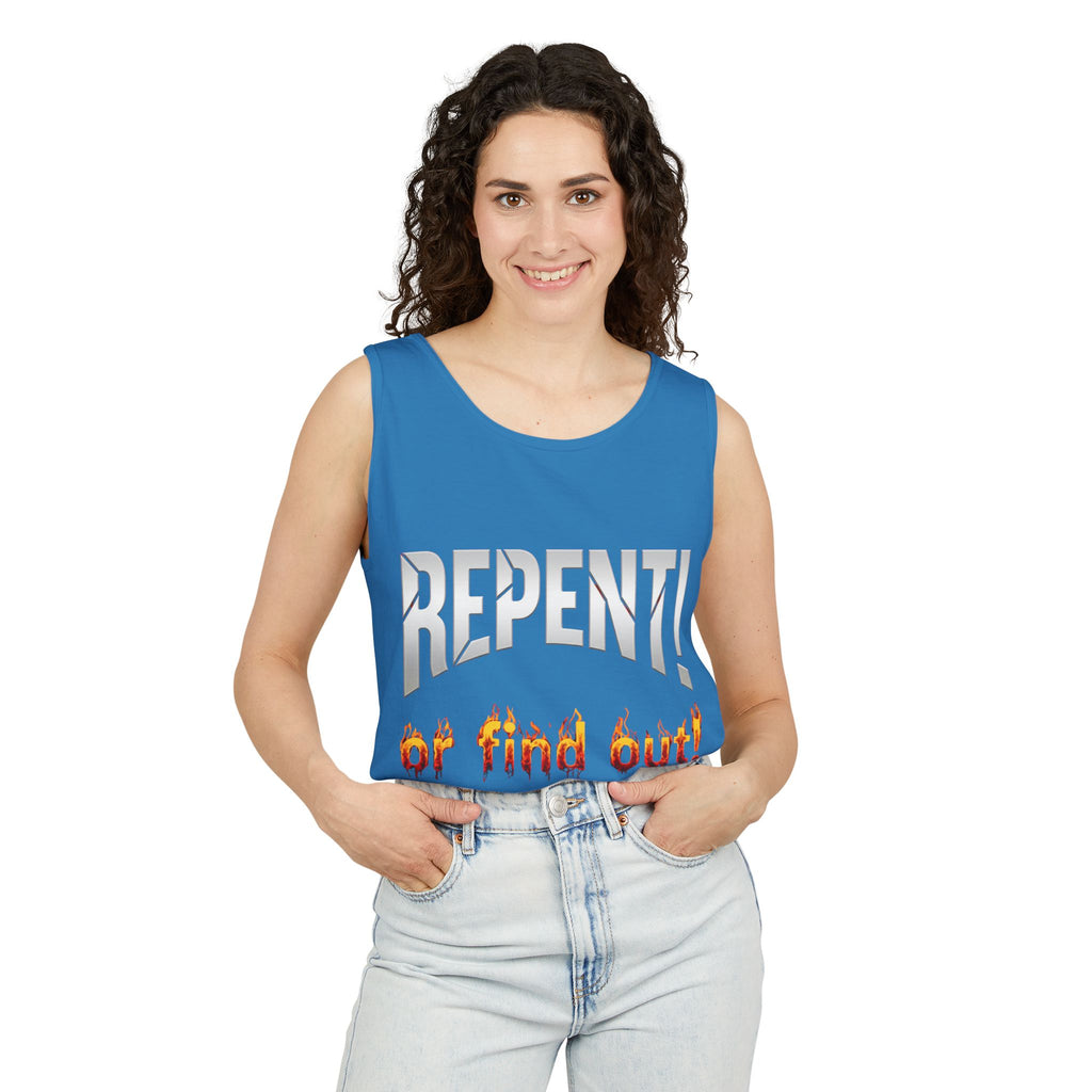 Repent! or Find Out Tank Top — Bold Faith Graphic Tank
