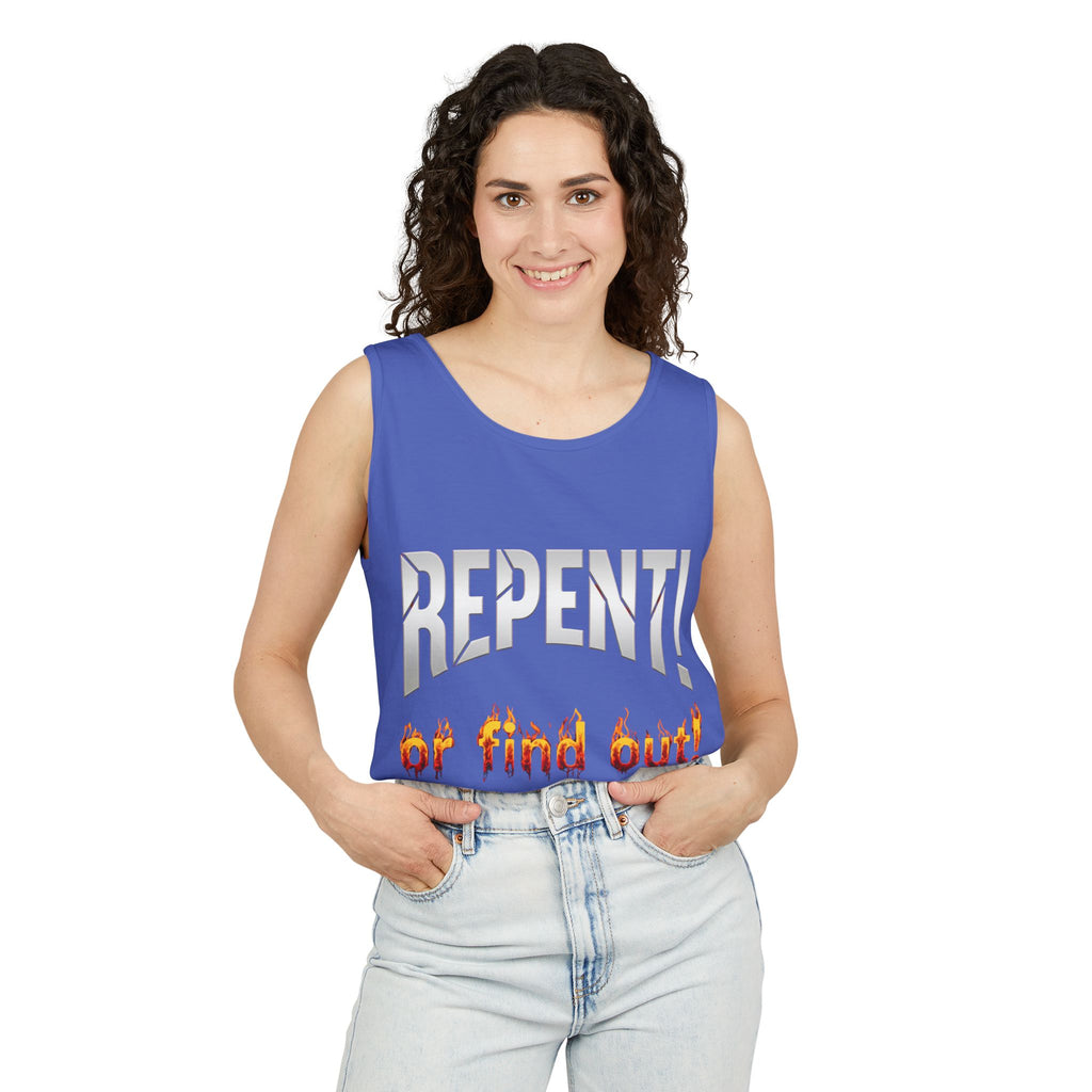 Repent! or Find Out Tank Top — Bold Faith Graphic Tank