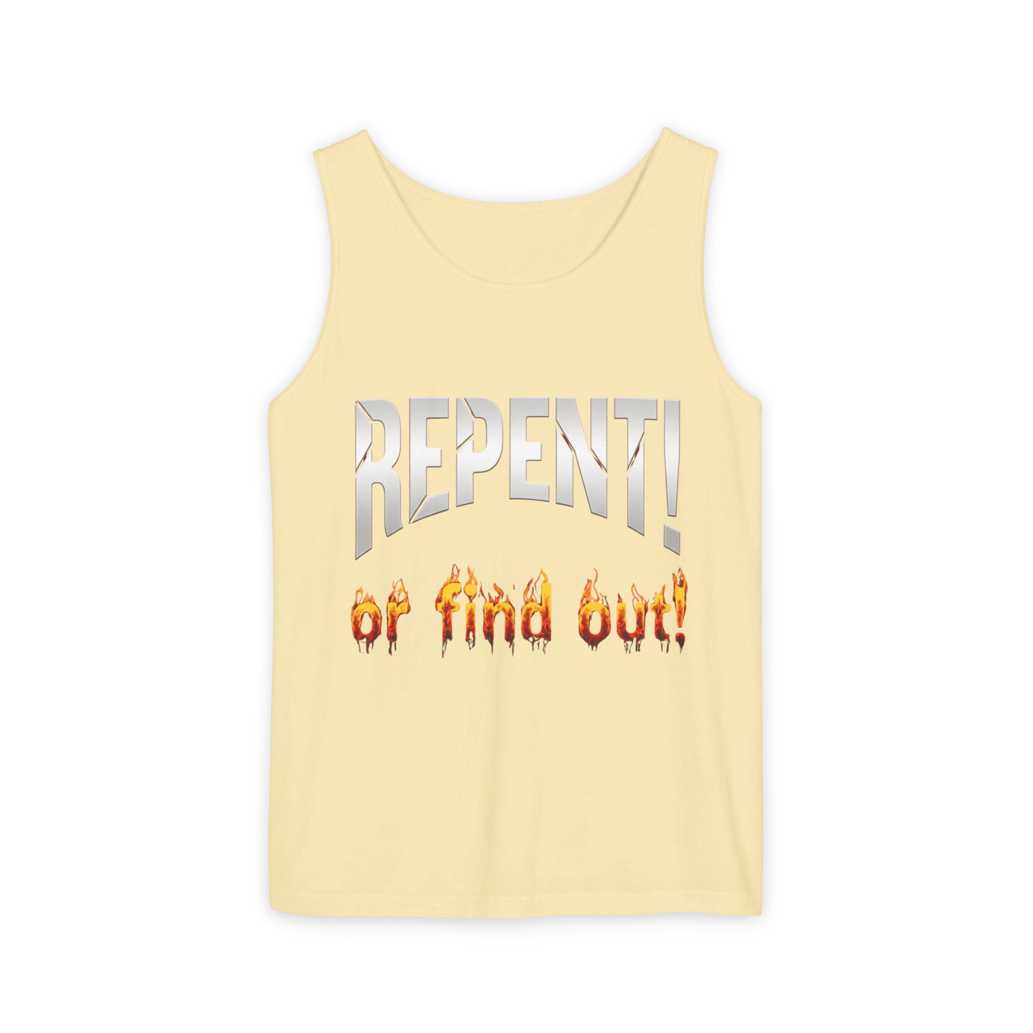 Repent! or Find Out Tank Top — Bold Faith Graphic Tank