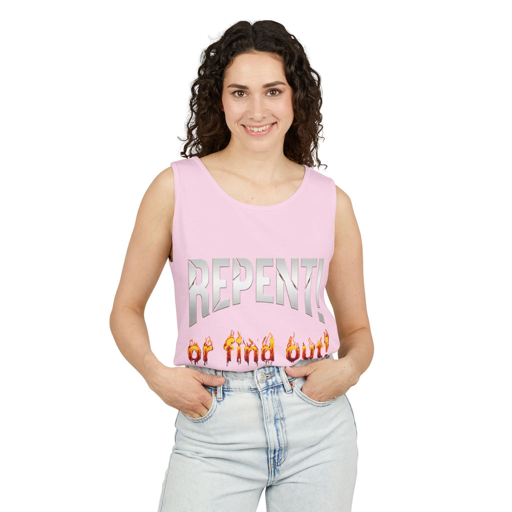Repent! or Find Out Tank Top — Bold Faith Graphic Tank