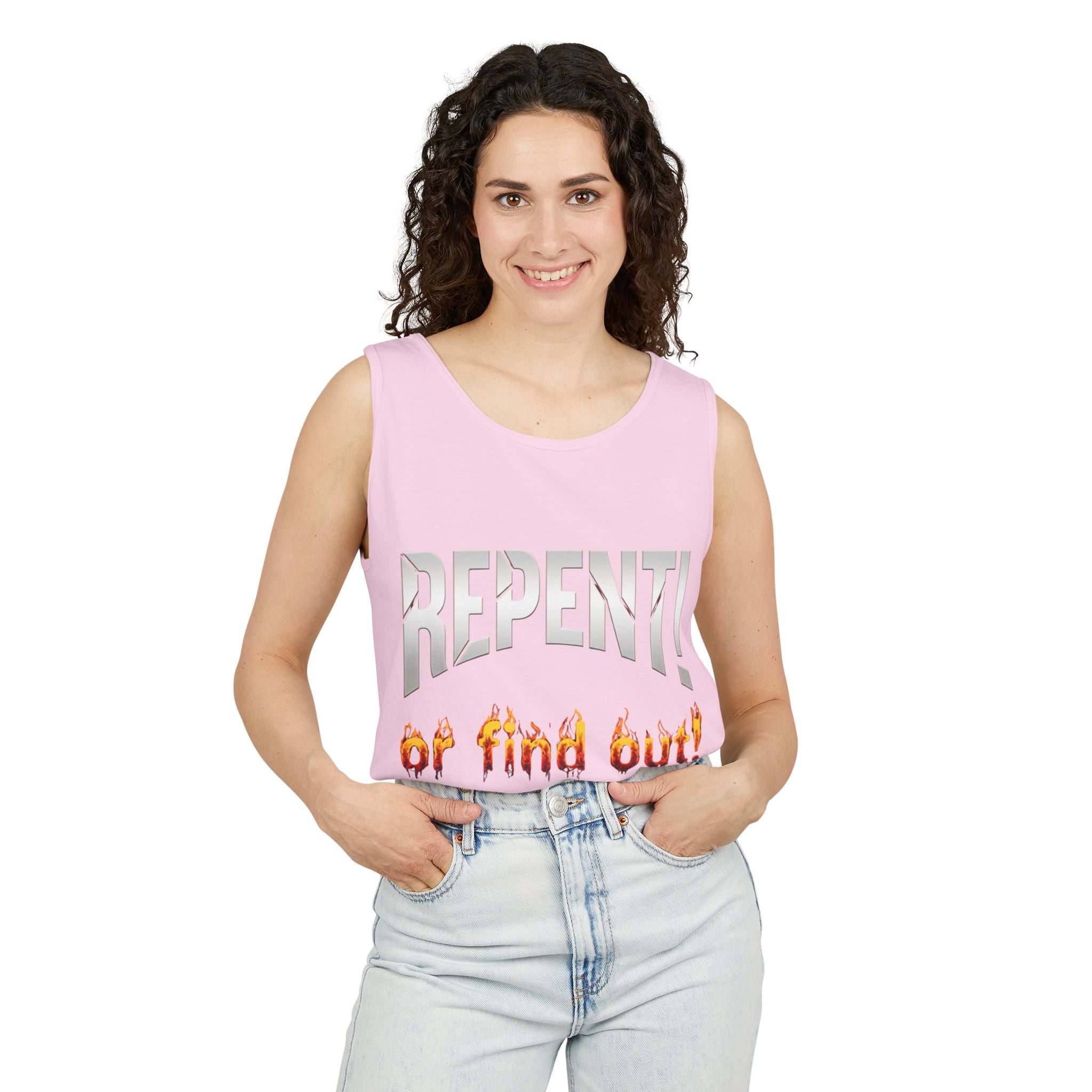 Repent! or Find Out Tank Top — Bold Faith Graphic Tank