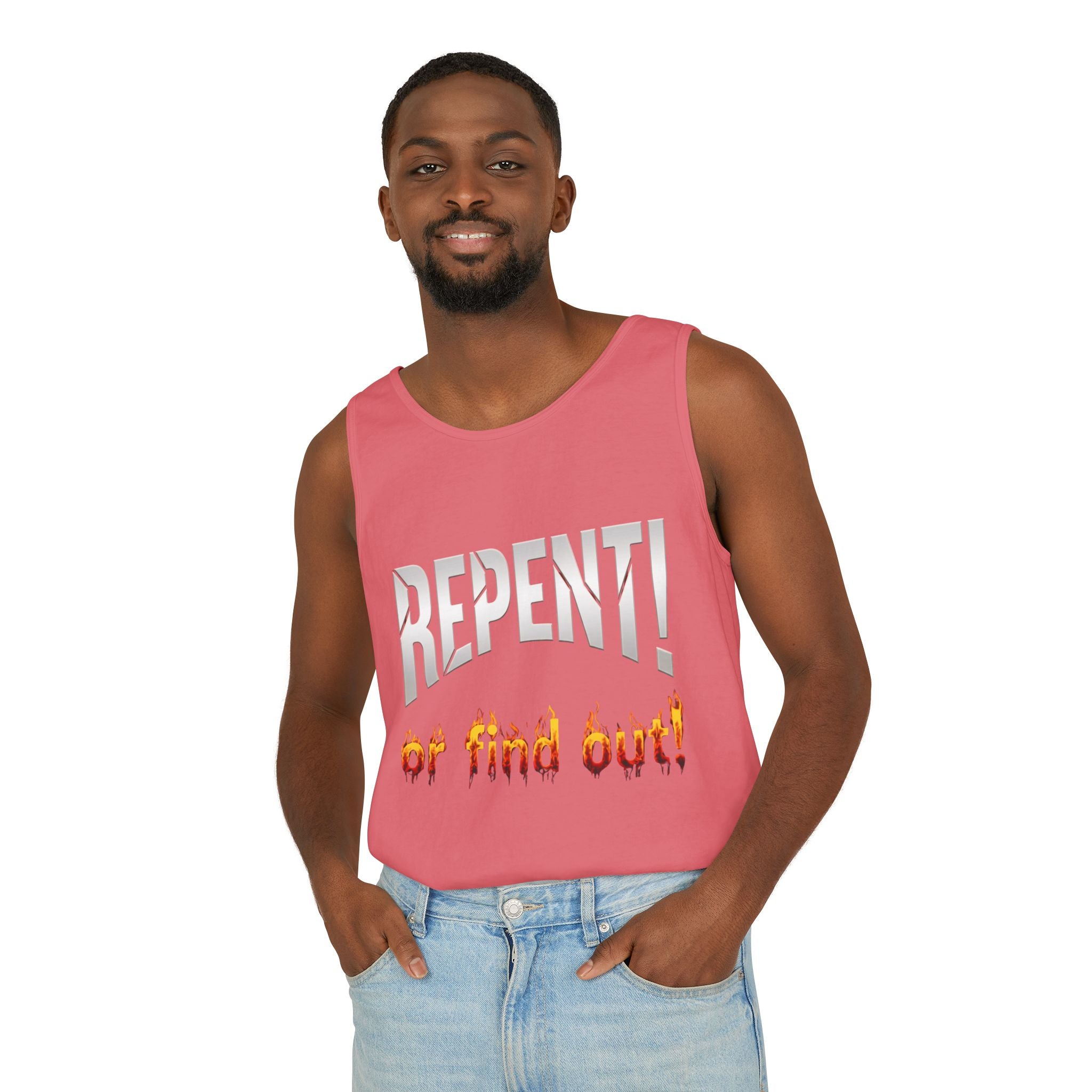 Repent! or Find Out Tank Top — Bold Faith Graphic Tank