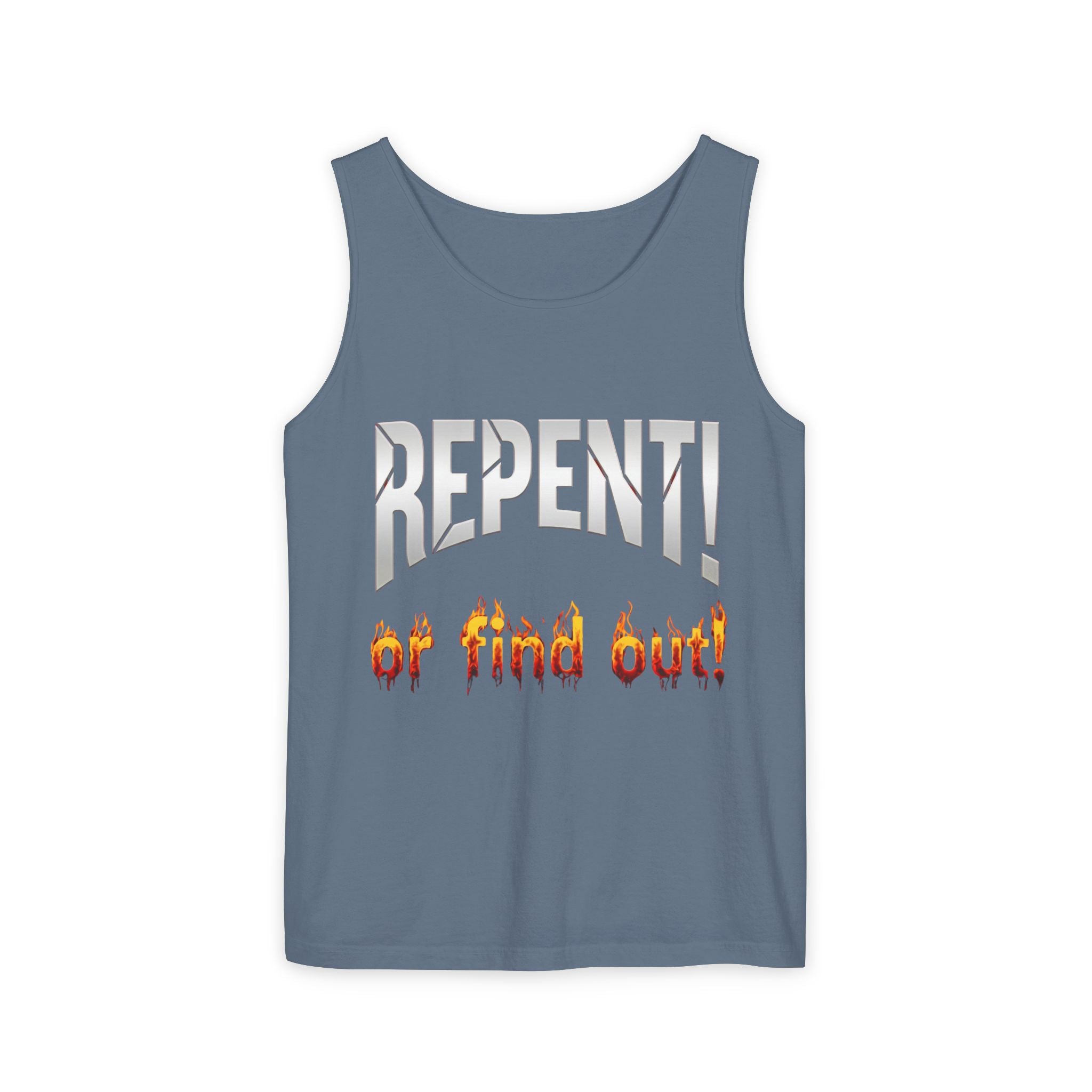 Repent! or Find Out Tank Top — Bold Faith Graphic Tank