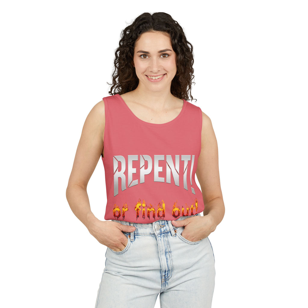 Repent! or Find Out Tank Top — Bold Faith Graphic Tank