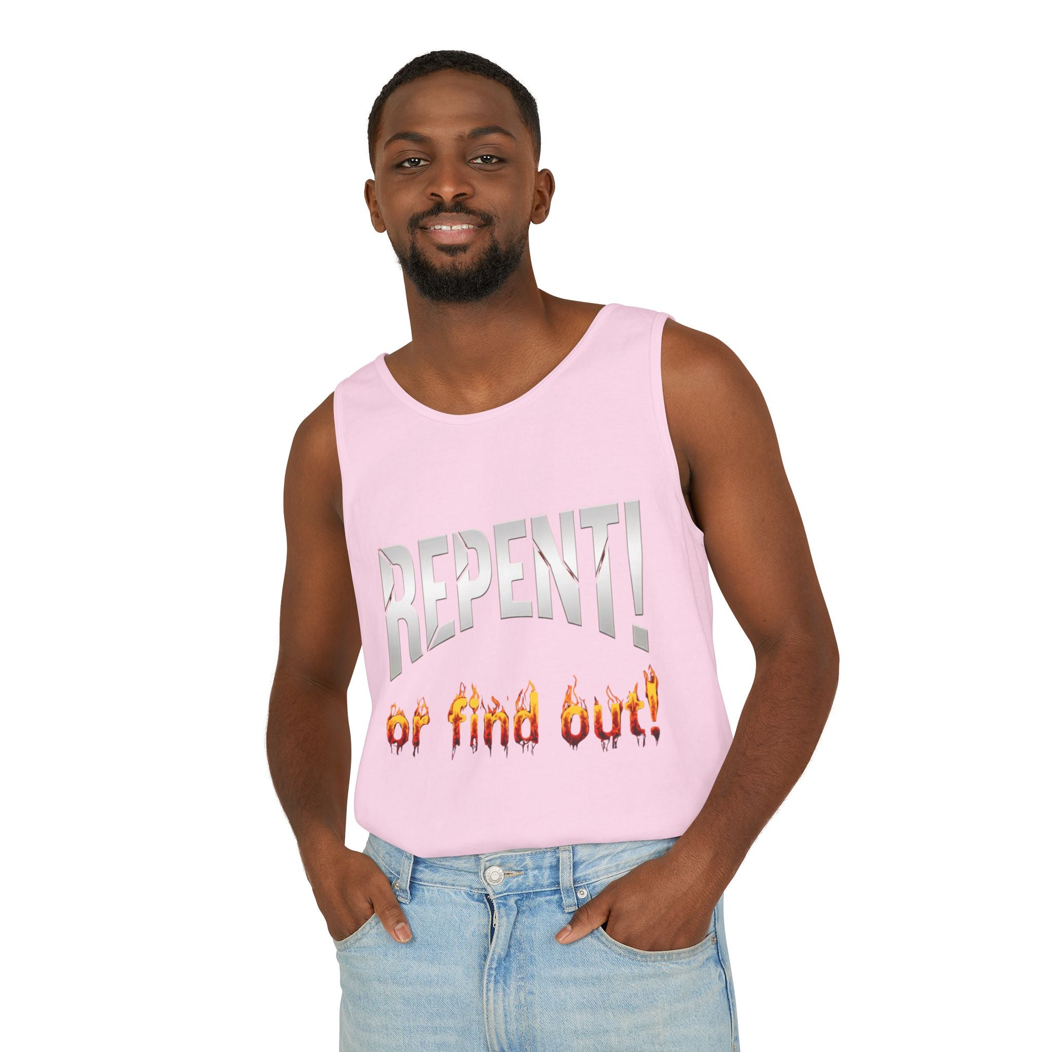 Repent! or Find Out Tank Top — Bold Faith Graphic Tank