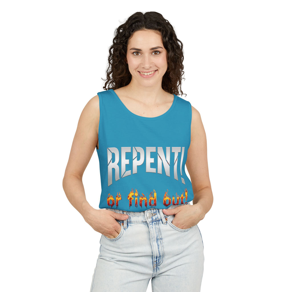 Repent! or Find Out Tank Top — Bold Faith Graphic Tank