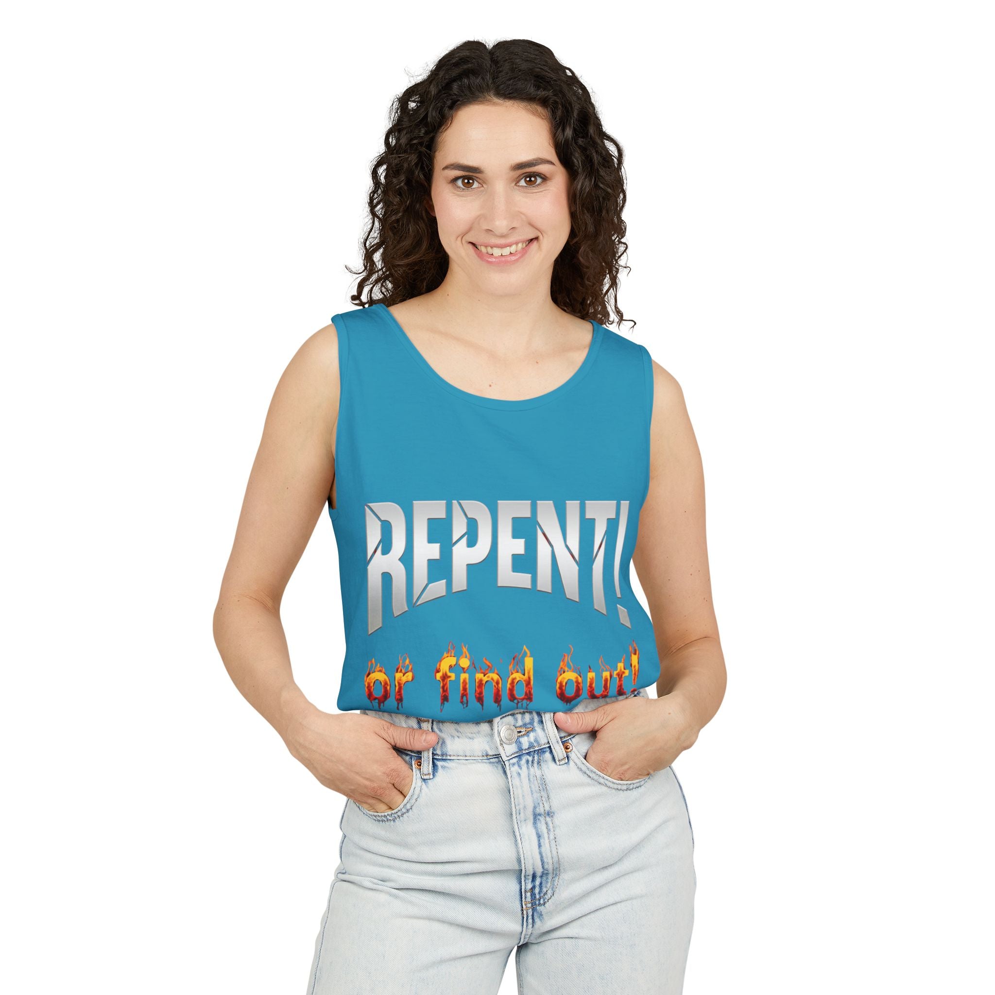 Repent! or Find Out Tank Top — Bold Faith Graphic Tank