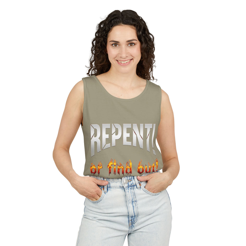 Repent! or Find Out Tank Top — Bold Faith Graphic Tank