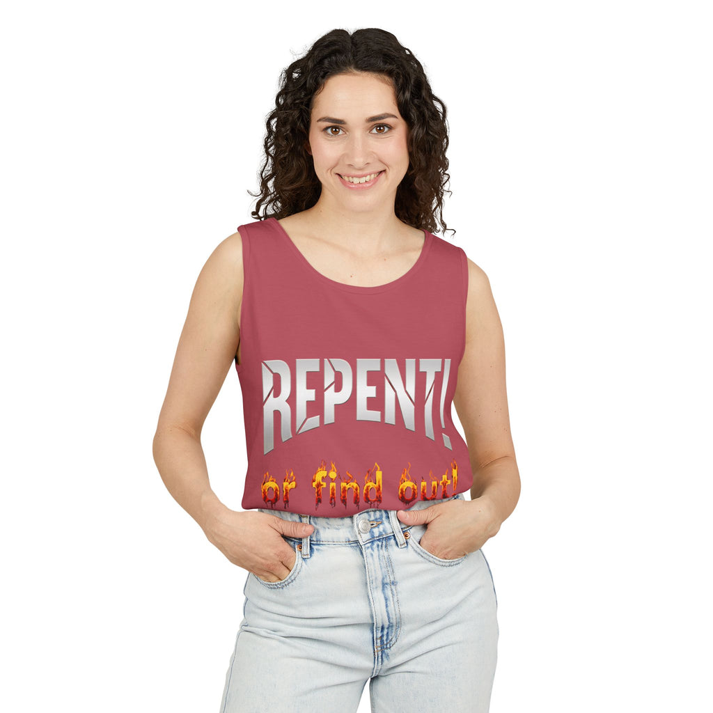 Repent! or Find Out Tank Top — Bold Faith Graphic Tank