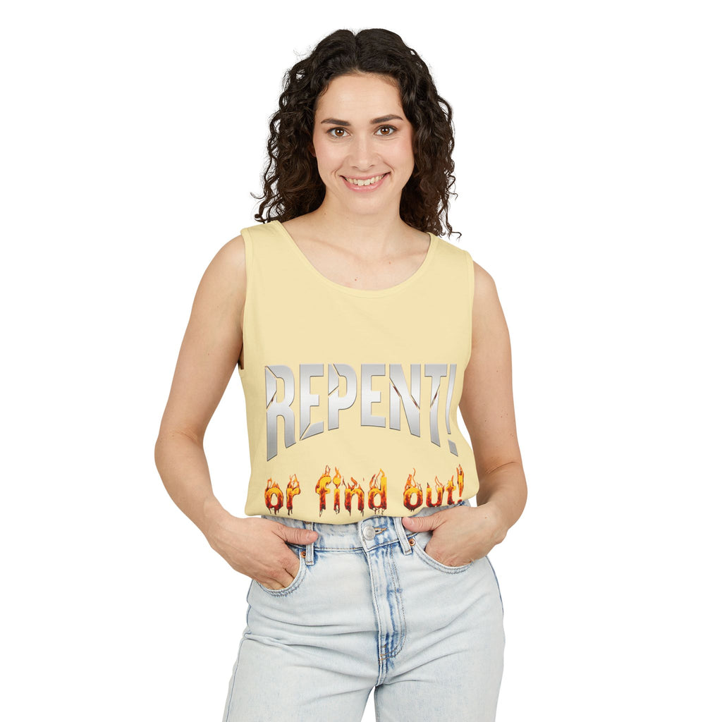 Repent! or Find Out Tank Top — Bold Faith Graphic Tank