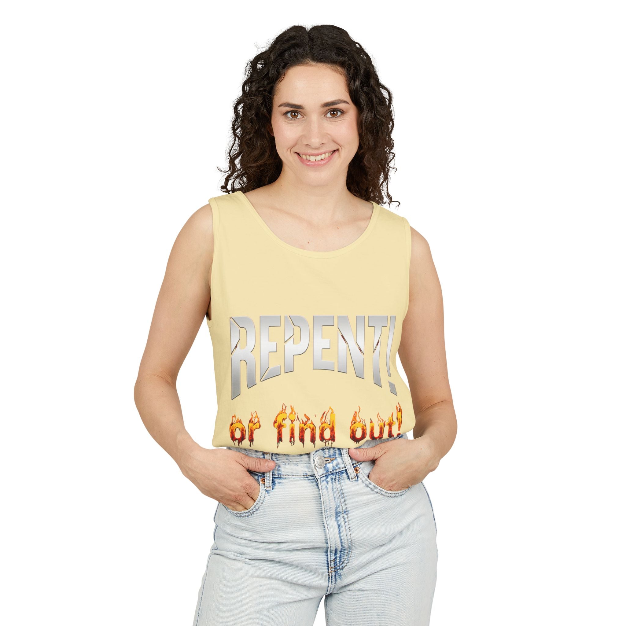 Repent! or Find Out Tank Top — Bold Faith Graphic Tank