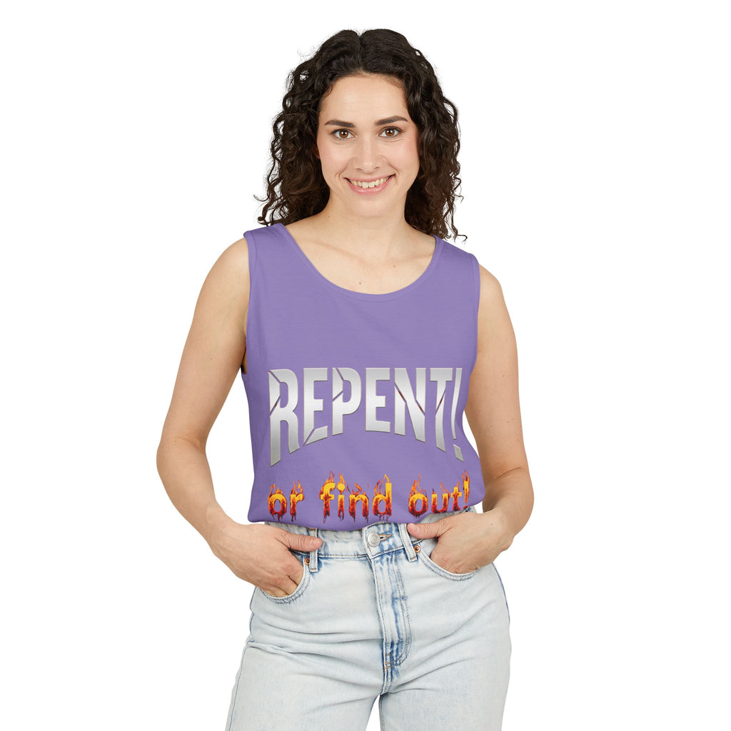Repent! or Find Out Tank Top — Bold Faith Graphic Tank