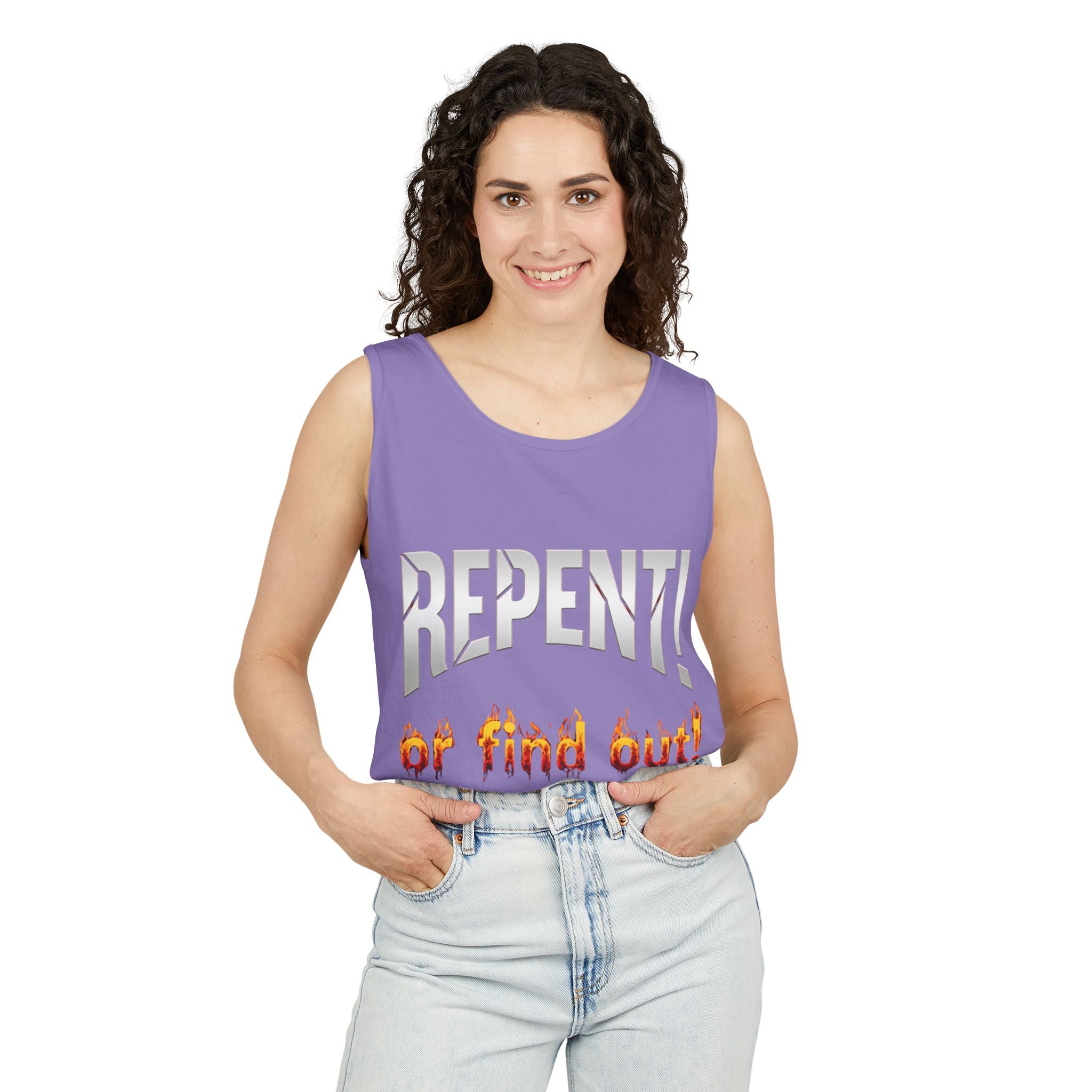 Repent! or Find Out Tank Top — Bold Faith Graphic Tank